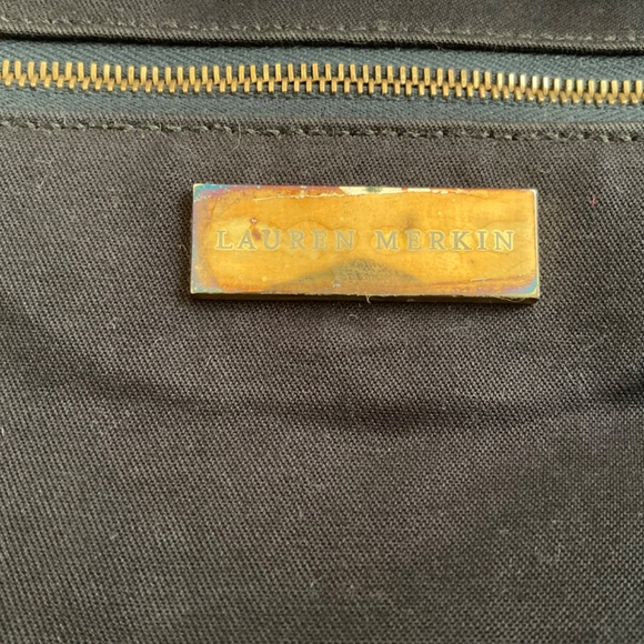 •Lauren Merkin Juliette Black White Chevron Satchel Briefcase Shoulder B… - Picture 13 of 16